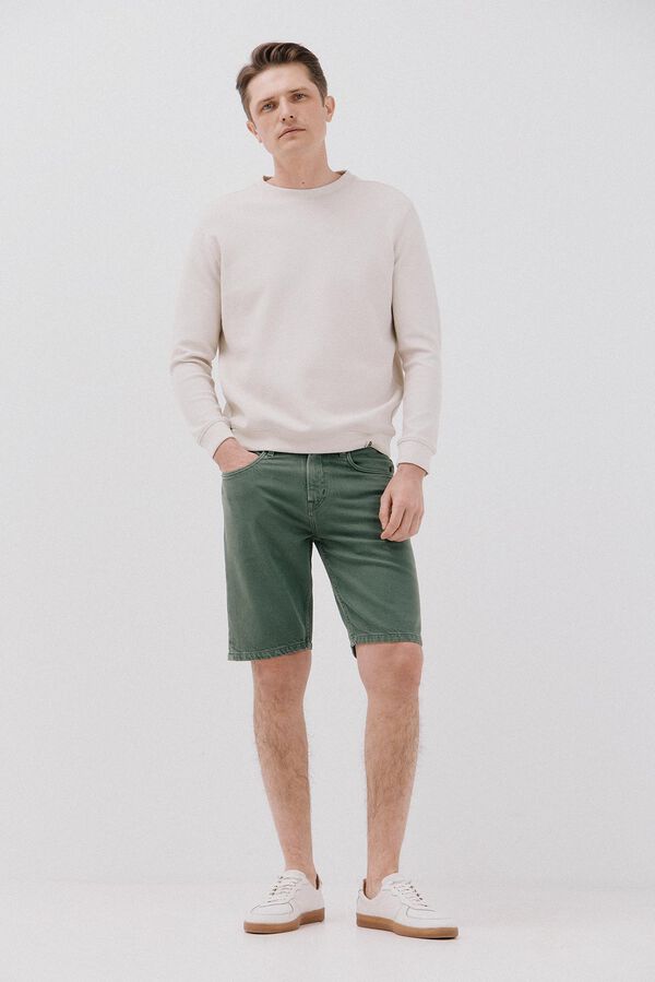 Cortefiel Coloured denim bermuda shorts Green