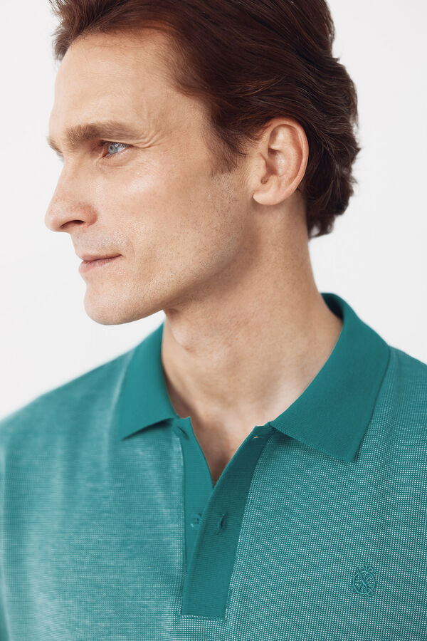 Cortefiel Textured polo shirt Green
