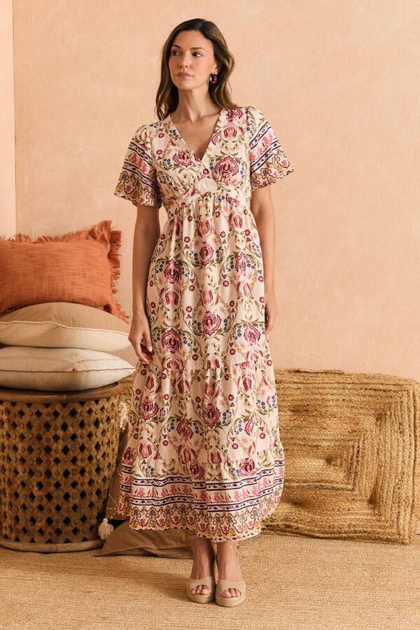 Pol&iacute;n Et Moi Vestido com decote em bico Tania Subiu