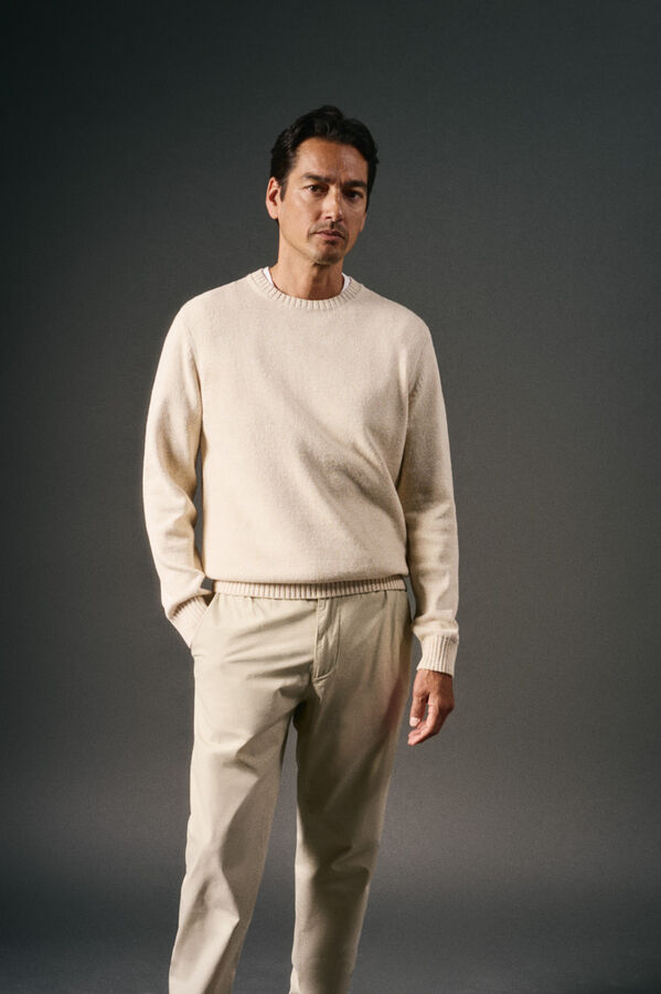 OOTO Suéter de algodão torcido com gola redonda Tostado