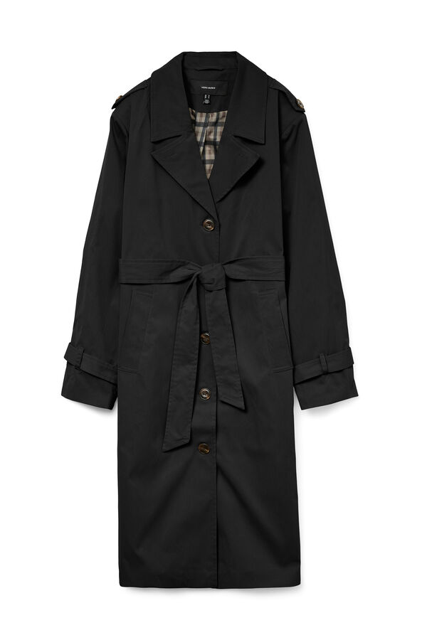 Vero Moda Gabardina longo com cinto  Preto