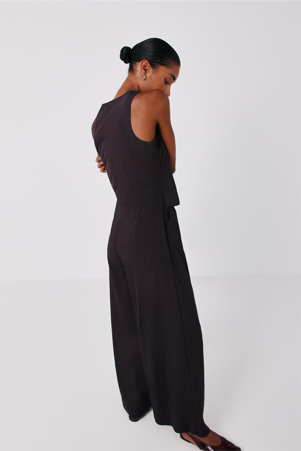 Cortefiel Pinstripe jumpsuit Brown