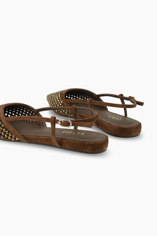 Lodi Sabrinas sem calcanhar em camur&ccedil;a Castanho