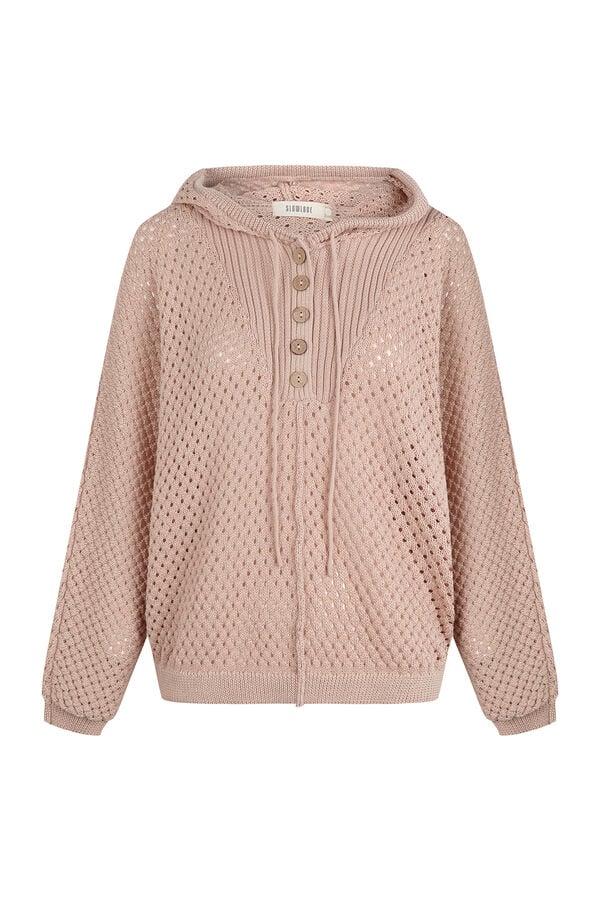 Slowlove Camisola de malha rendada com capuz Castanho