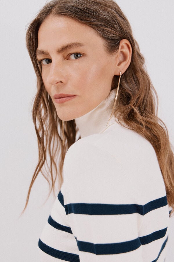 Cortefiel Suéter listrado de gola alta Azul