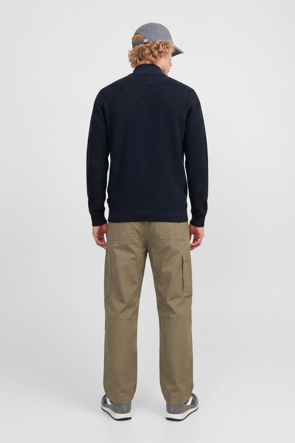 Jack & Jones Casaco de malha 100% algod&atilde;o org&acirc;nico Azul