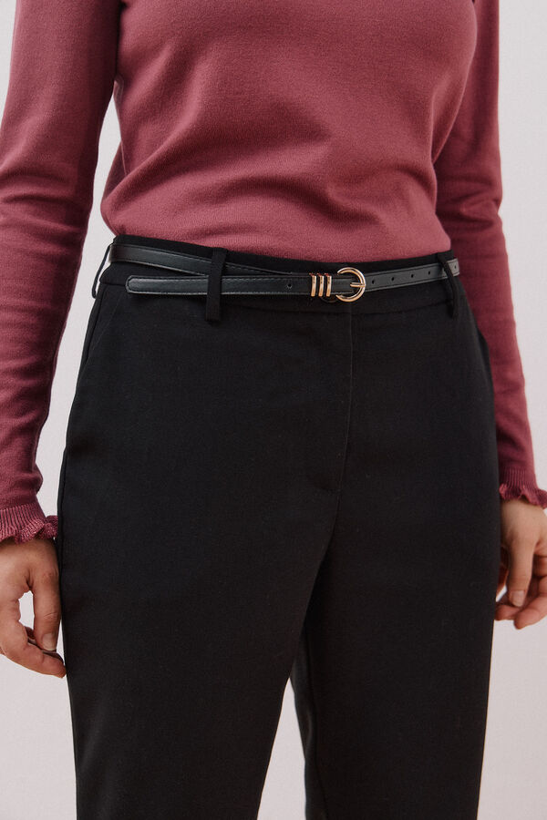 Cortefiel Falda evasé midi Negro