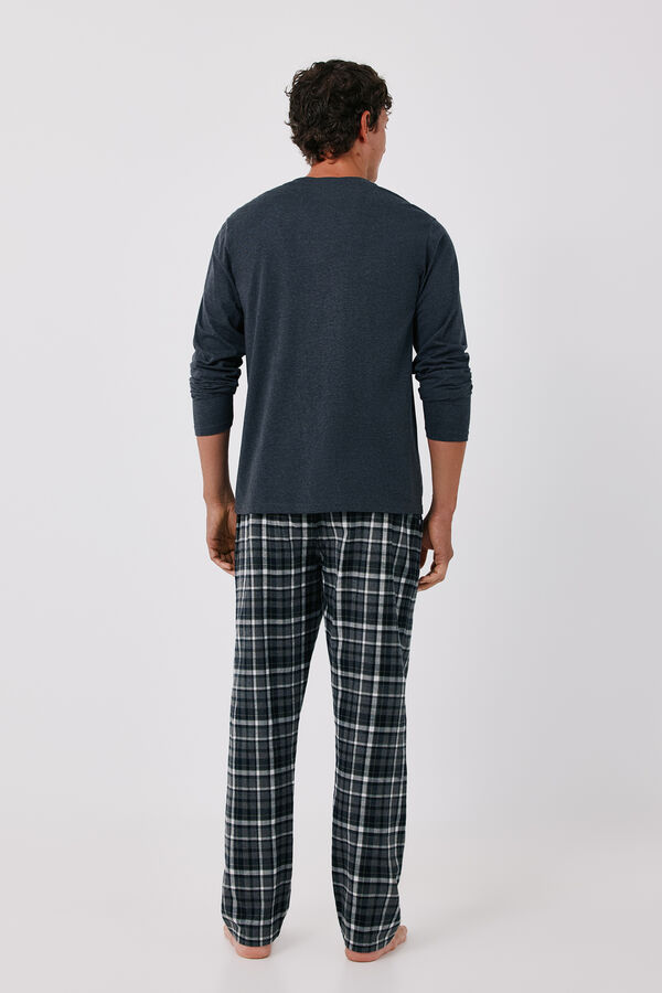 Cortefiel Jersey-knit and fabric pyjamas set Grey
