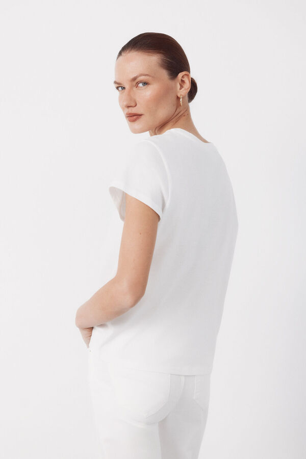 Cortefiel Positional print t-shirt Blue