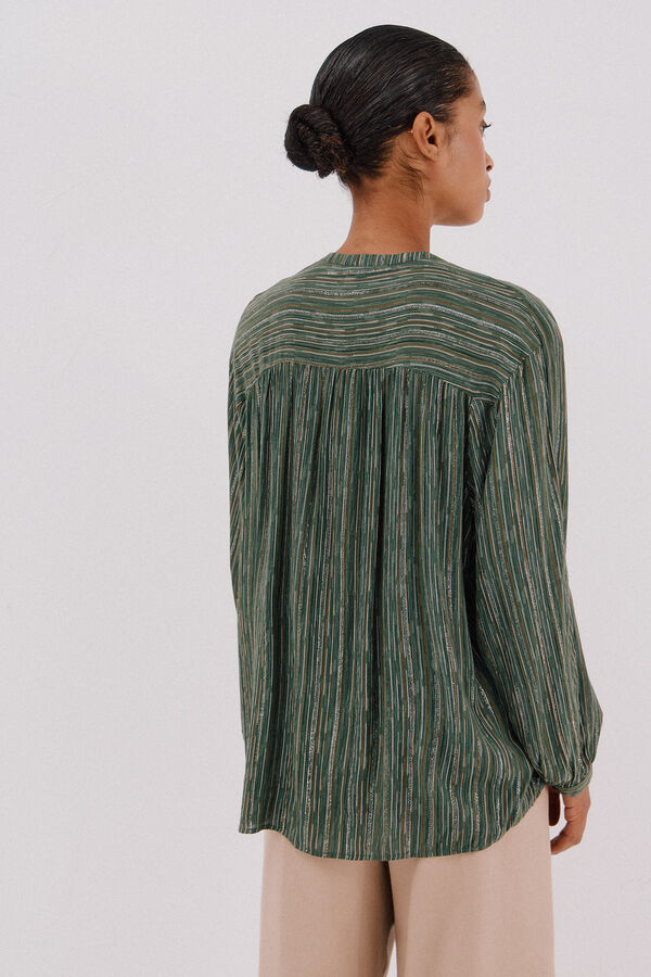 Cortefiel Lurex printed blouse Printed green