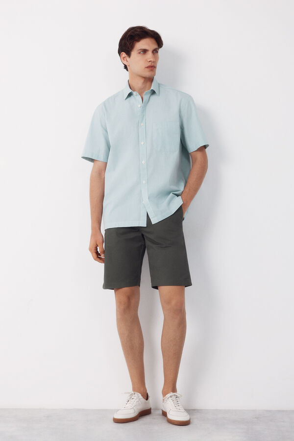 Cortefiel Gingham short sleeve shirt Green