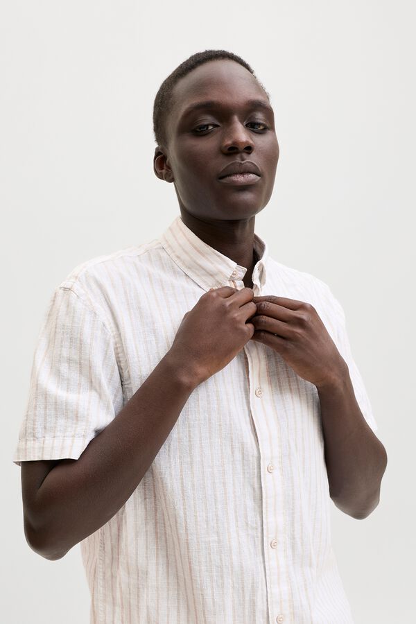 Jack & Jones Linen short sleeve shirt Printed white