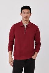 Cortefiel Zip neck sweatshirt Maroon