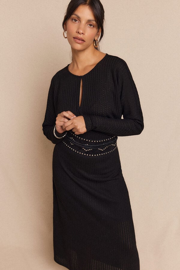 Slowlove Vestido estructura manga murciélago Negro