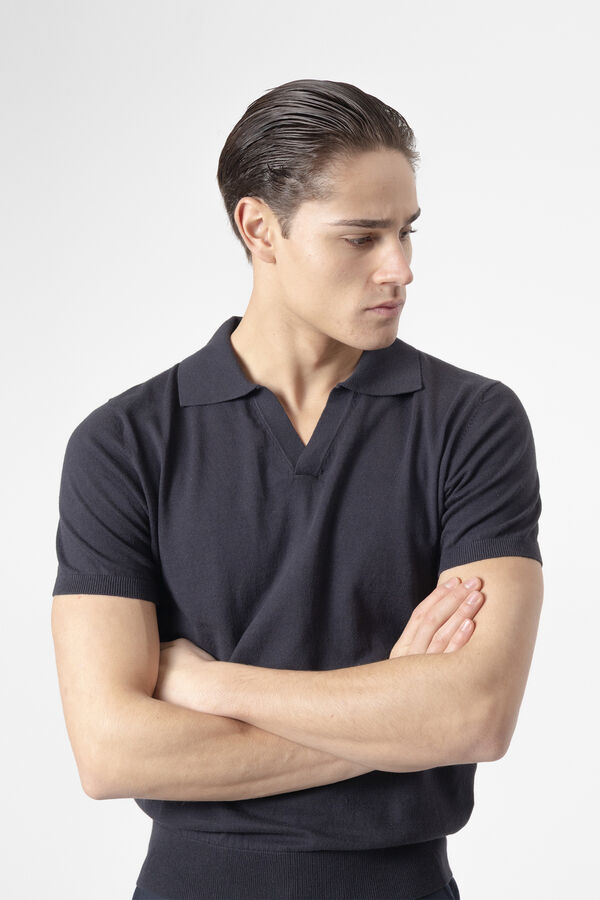 PuroEGO Jersey-knit polo shirt Navy