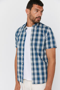 Cortefiel Short-sleeved checked shirt Stone