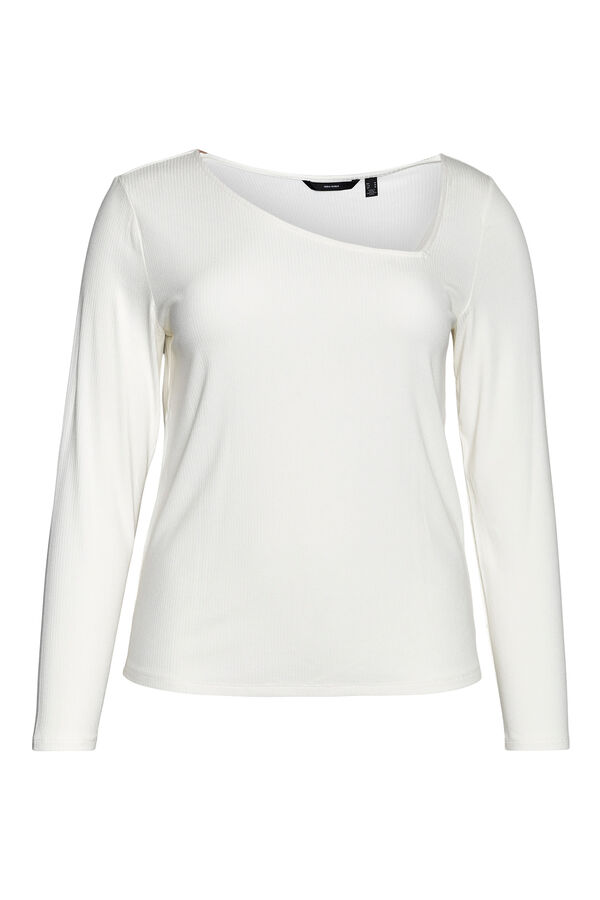 Cortefiel Camiseta escote asimétrico talla grande Blanco 