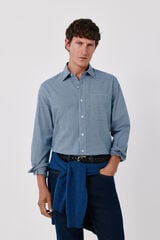 Cortefiel Cotton plaid shirt Blue