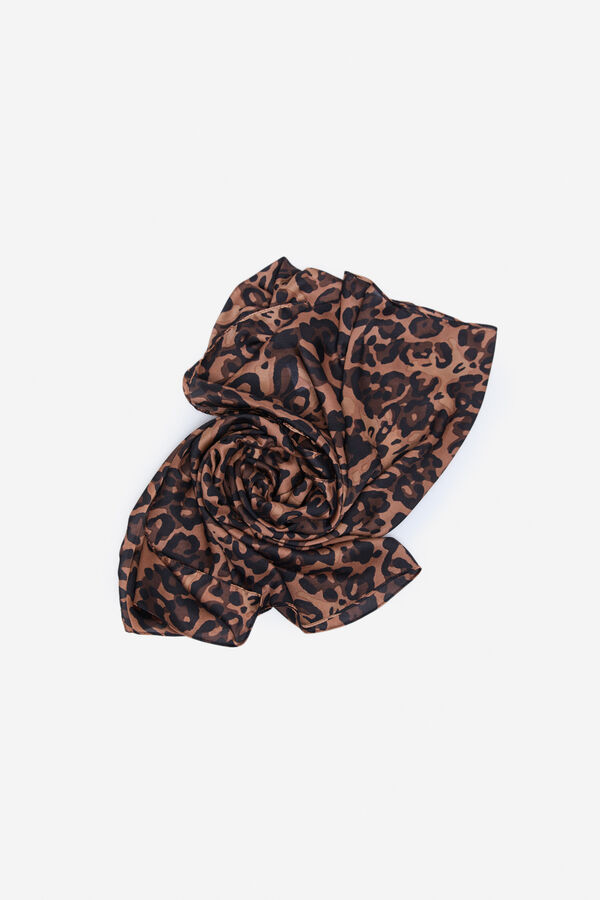 Cortefiel Cachecol com estampado de leopardo Castanho