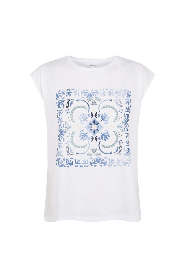 Cortefiel Printed T-shirt Printed blue