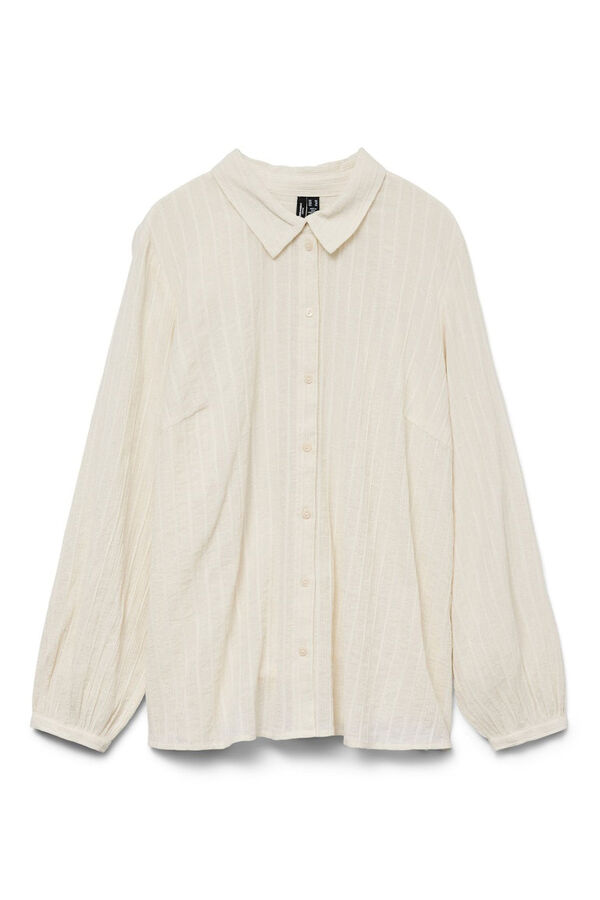 Vero Moda Curve Camisa de algodón de manga larga talla grande Beige