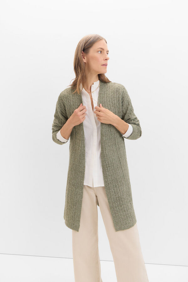 Cortefiel Cardigan oitos macio Verde