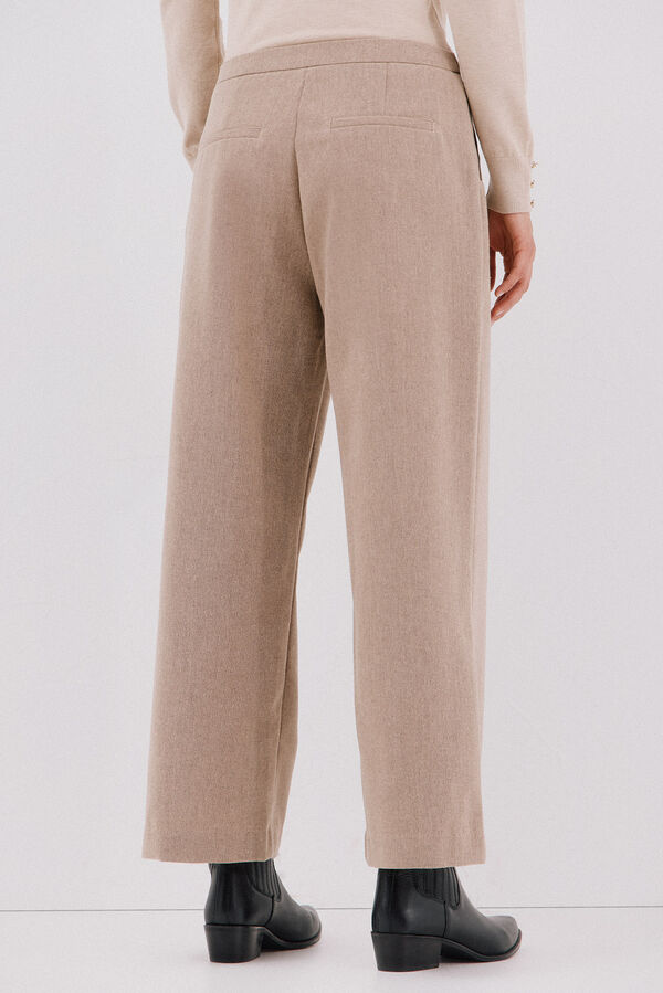 Cortefiel Women's cropped and wide-leg pants Printed beige