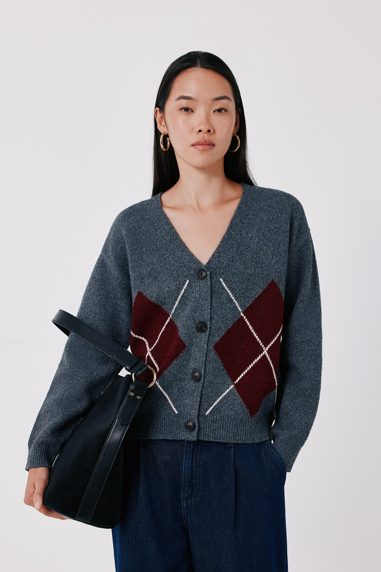 Cortefiel Positional argyle cardigan