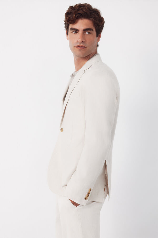 Cortefiel Linen blazer Beige