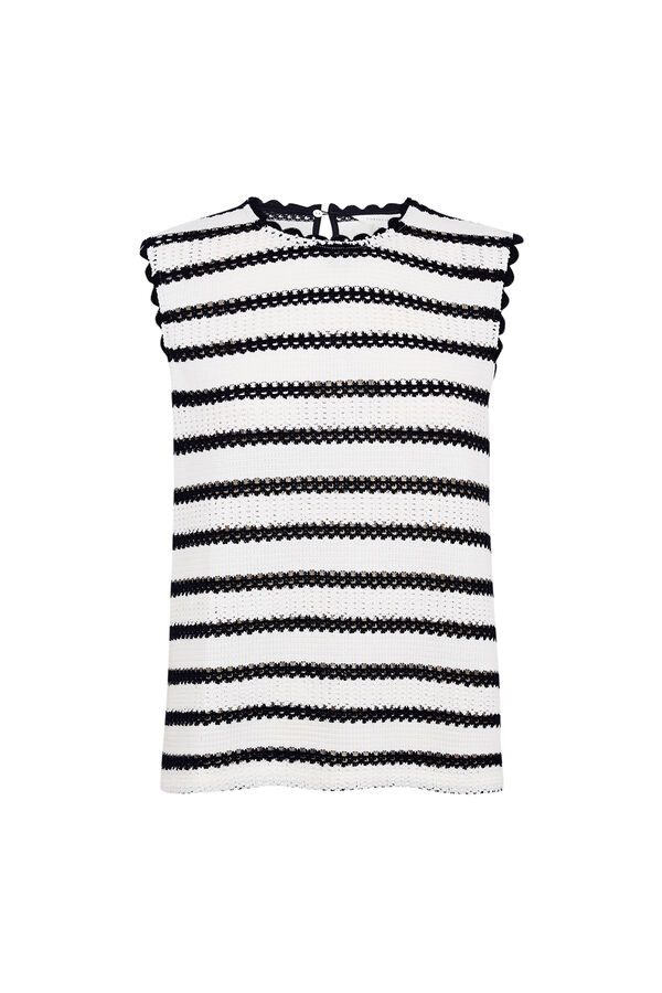 Cortefiel Striped sleeveless top Printed white