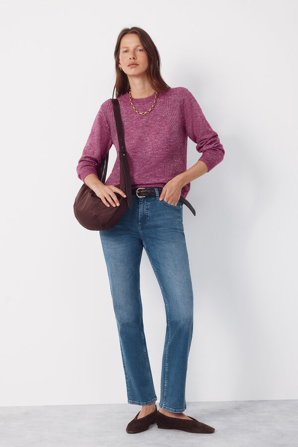 Cortefiel Combined knit jumper Purple