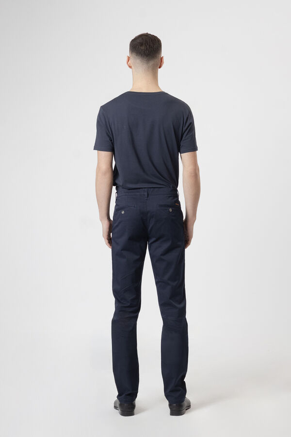 PuroEGO Cal&ccedil;as chino em algod&atilde;o slim fit Azul