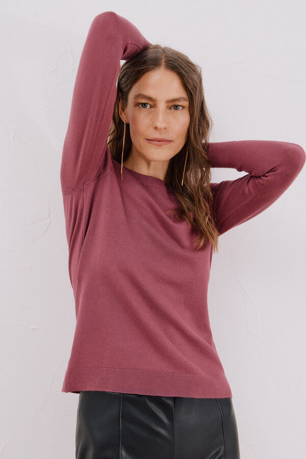 Cortefiel Short-sleeved jumper Maroon