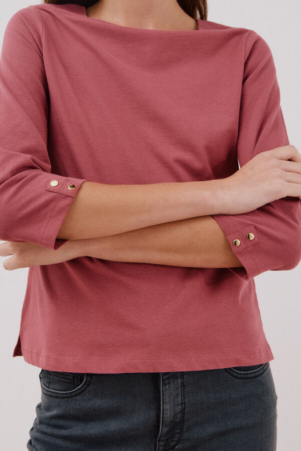 Cortefiel Essential boat neck T-shirt Maroon
