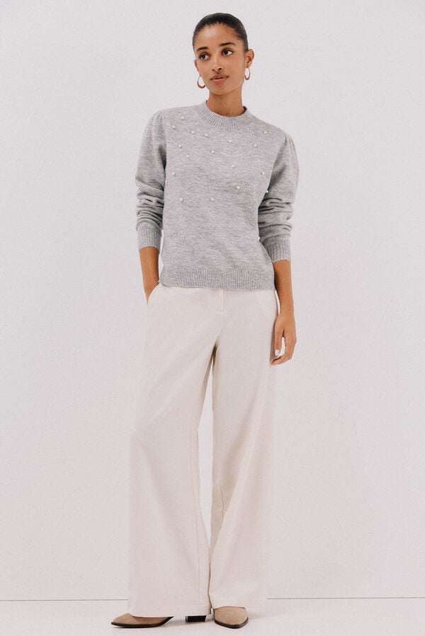 Cortefiel Jersey punto perlas Grey