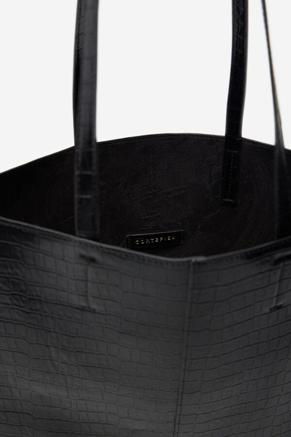 Cortefiel Bolsa shopper com textura animal Preto