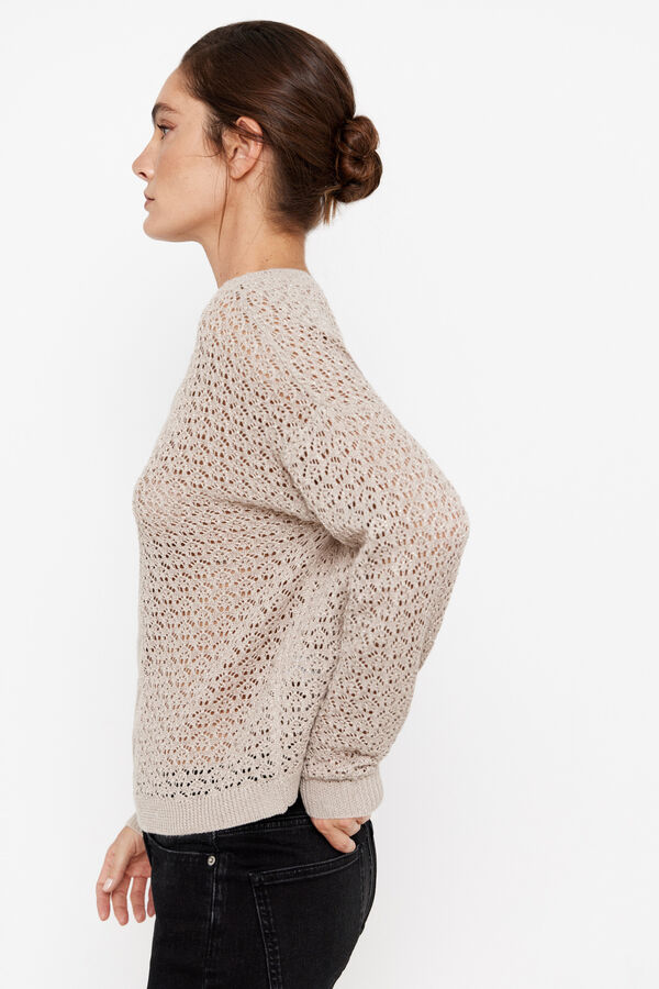 Cortefiel Central cable knit jumper Nude