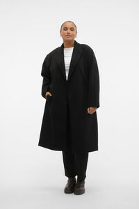 Cortefiel Curve long sleeve fabric coat Black