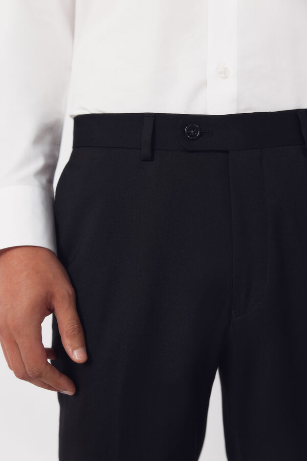 Cortefiel Black structured trousers Serie XXI Black