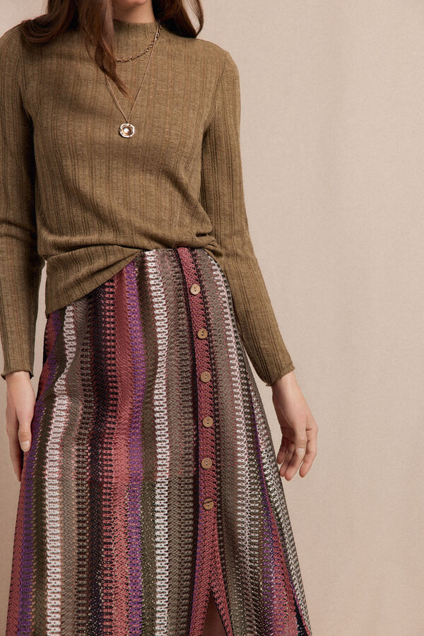 Slowlove Falda capa de punto rayas Estampado rojo