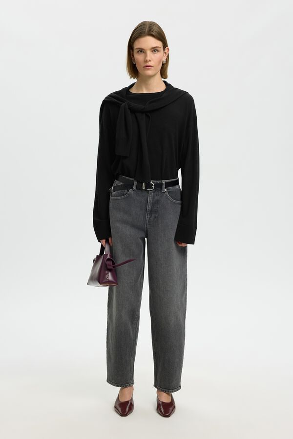 Selected Camisola 100% l&atilde; merino Preto