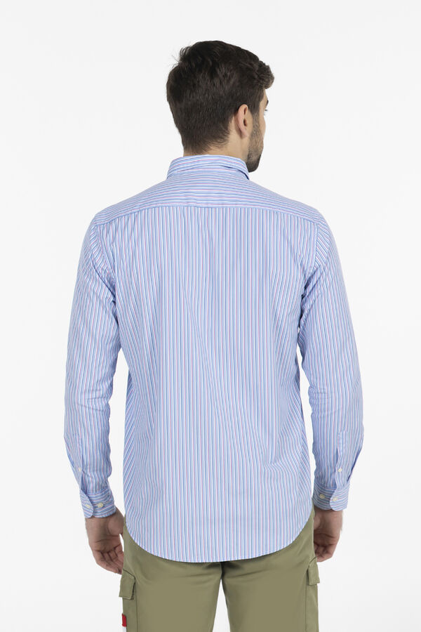 Cortefiel Combined stripe poplin shirt Printed blue