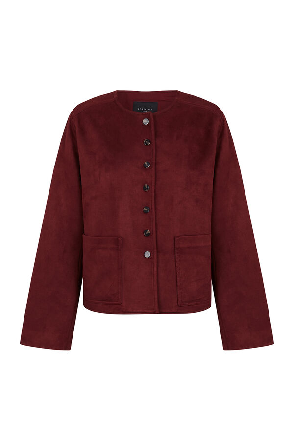 Cortefiel Faux suede jacket Maroon