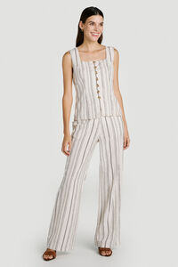 Vila Chaleco de vestir con estampado &eacute;tnico de algod&oacute;n y lino