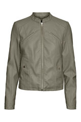 Cortefiel Faux leather jacket with perkins collar Grey