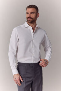 OOTO Camisa lisa de manga comprida em popelina