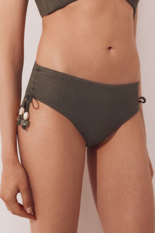 Cortefiel Calcinha de biqu&iacute;ni com amarra&ccedil;&atilde;o lateral. Verde