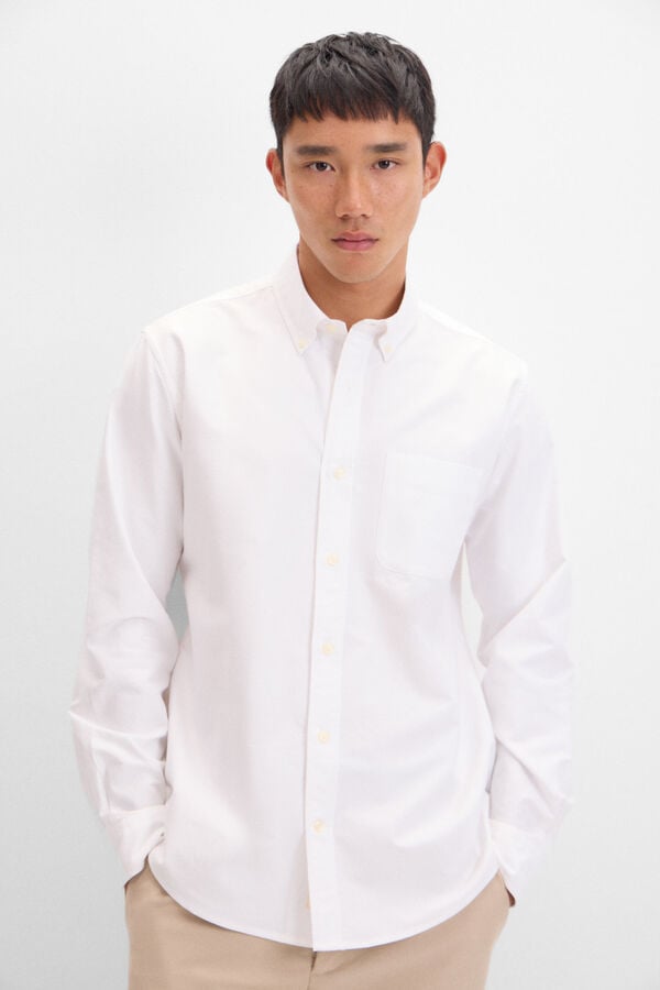 Cortefiel Plain Oxford shirt White