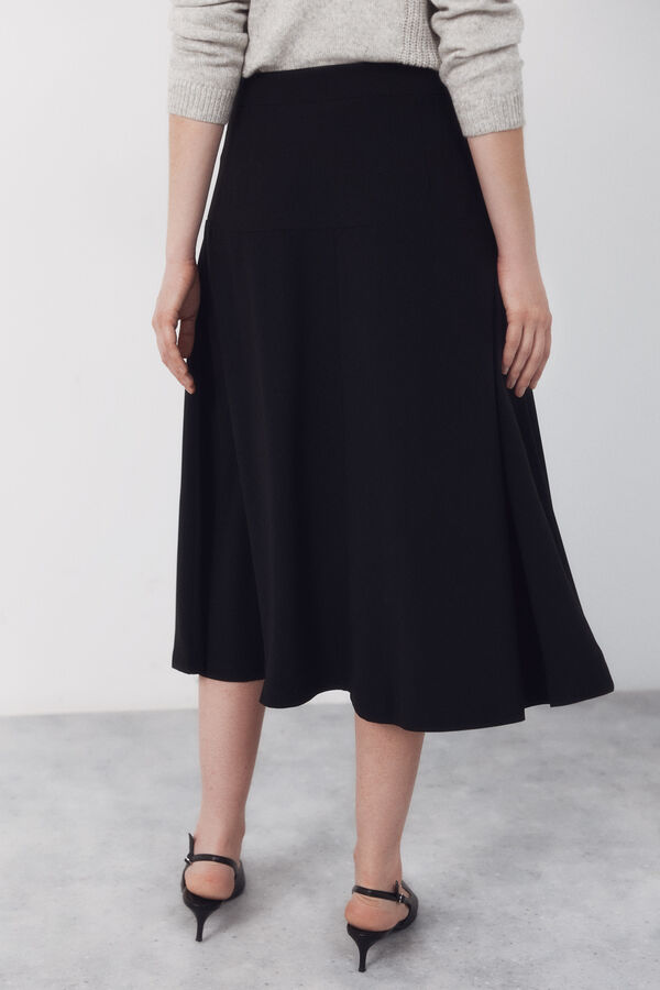 Cortefiel Flared skirt with buttons Black