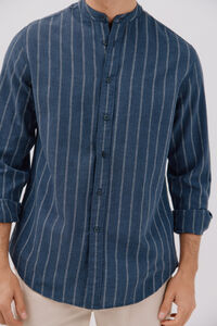 Cortefiel Camisa às riscas com decote mao